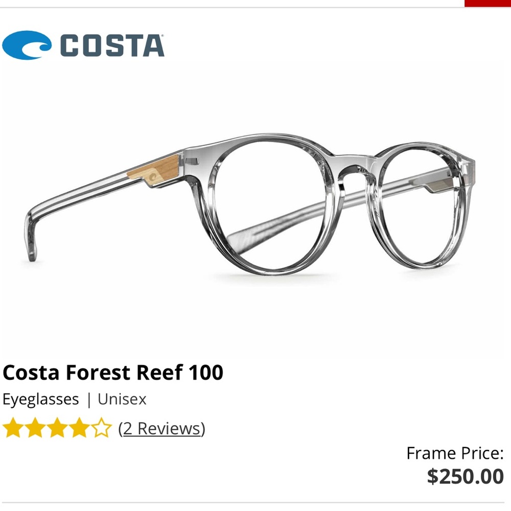 NEW with Case Costa Forest Reef 100 Optical Frames